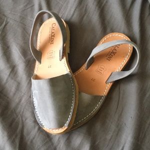 Authentic Italian leather espadrilles Grey size 37